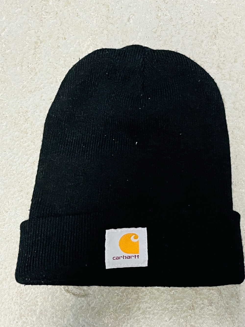 Carhartt Black Beanie with Gold Logo Patch